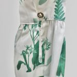H&M Ivory Cream and Green Floral Botanical Pleated Long-Sleeve Blouse Top Small Photo 3