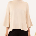 Modern Citizen  Fernanda Bell Sleeve Sweater Beige Cream Mock Neck Photo 0