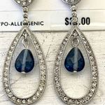 Charter Club NWT silver tone and blue rhinestone drop earrings Photo 1