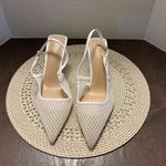 ALDO  Fiona white mesh slingback heels with gold accents Size 9.5M Photo 0