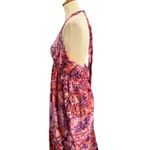 Funky People Floral Halter Maxi Dress Large Boho Pink Purple Sequin Cotton Lined Photo 2