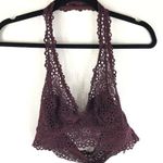 Aerie Womens Bralette Halter Crochet Lace Burgundy Size M Photo 0