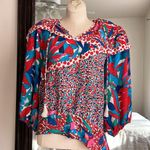 Vintage Diane Freis Vibrant Floral Blouse and Skirt Set Red Size M Photo 6