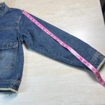 FMX Distressed Denim Jacket Frayed Collar Cuffs Hem Button Front Pockets Blue Size 2 Photo 9