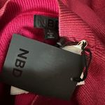 NBD Pink Metallic Sweater LARGE Magenta Painted Cut Out Bodycon Ribbed $208 NEW Photo 6