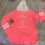 Hot Miami Styles love this product Neon Pink & White Split-Hem Varsity Stripe Hoodie - Women Photo 3