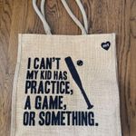 I Cant My Kid Has Practice Baseball Jute Tote Bag With Handles Tan Photo 0