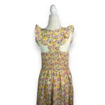 Cool Mode Ditsy Floral Smocked Bodice Midi Dress Yellow Size L Photo 5