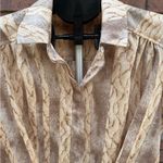 Entro Snake Skin Print Relaxed Sheer Blouse Front Tie Brown Tan Size Small Photo 2