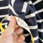 Talbots  Navy Blue White Striped Button Neck Sweatshirt Pink Bow L Photo 6