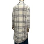 Cyrus NWT Women’s Size L Munich Plaid Cream Gray Plaid Open Front Mink Coat Photo 6