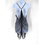 NWOT YANDY COLLECTION Black Fringe Mini Dress Size L Swim Coverup Lingerie Photo 3