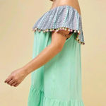 Velzera 🆕 Geometric-Contrast Tassels  Off-Shoulder Dress S🆕 Photo 3