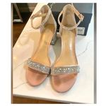 Betsey Johnson  7.5 SB-Mari Champagne Chunky Heel Jeweled Formal Sandals Photo 1