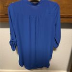 All in Favor  Blue Blouse Relaxed Mandarin Collar Photo 1