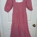 Elegant Pink Puff Sleeve Dress Size M Photo 0