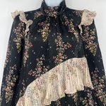 Amur Silk Devin Dress Sz 6 Whimsigoth Floral Romantic Cottage Ruffle Victorian Black Photo 2
