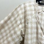 Soft Haus Garden Party Wrap Top Blouse Linen Cotton Natural Plaid Tan Size XS Photo 4