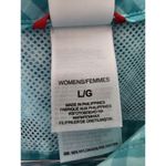 The North Face  Teal Check Pattern Vapor Wick Short Sleeve Blouse Women's Large Photo 3