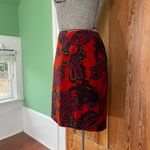 Talbots  Paisley Velvet Red Black Pencil Skirt Women’s Size 8P Photo 8