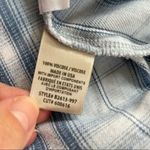 Cloth & Stone Melange Blue Plaid Fray Hem Button Front Hoodie Shirt XS Photo 6