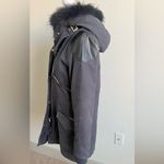Maje  Black Fur-Trimmed navy Parka Photo 9