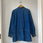 Erika & Co Fall Autumn Leaves Button Down Denim Shirt 1X Blue Photo 4