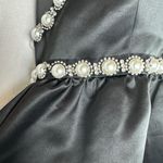 Alice + Olivia Black Tie Halter Neck Pearl Diamond Mini Dress Empire Waist Sz 0 Photo 10