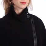 via spiga Via Spigia Black Asymmetrical Zip Front Funnel Neck Cape Coat Jacket Photo 4