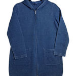 Pure Jill Indigo Quilted Zip Up Hooded Cardigan Jacket Size SP Casual Blue Photo 0