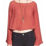 Free People  Stars Aligned Boho Cropped Terracotta Blouse size Large Photo 0