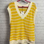 ZARA New yellow gold cream striped knit sweater vest slouchy comfort Medium New Photo 5