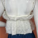 ZARA  White Fringe Crop Top Size Medium. E52 Photo 1