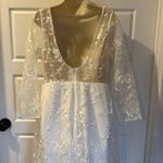 Bridal Wedding Bachelorette Jumpsuit with Lace US 10 White Photo 9