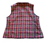 Reversible Floral Plaid Vintage Sleeveless Vest Button Up Womens Large XL Blue Photo 7