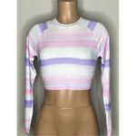 Anthropologie New. WET from L.A. pink and purple stripe rashguard. Large. Retails $108 Photo 2