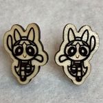 Powerpuff Girls Blossom Wood Stud Earrings Brown Photo 2