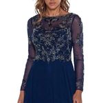 XScape Long Sleeve Long Chiffon Skirt with Bead Top, Size 14 New w/Tag Photo 7