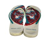 Tory Burch  3D Logo Ivory/Blue/Red Flip‎ Flops Sandals Rubber Size 7 US Photo 3
