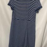 Talbots T BY SIZE LARGE Blue & White Ruched Sheath Midi DressMODEL SPANDEX SOFT Photo 6
