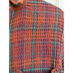 BDG  Urban Outfitters Plaid Waffle Knit Button Down Shirt Orange Teal Size Small Photo 2