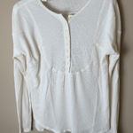 Lucky Brand Thermal Henley Shirt Womens XS Extra Small Ivory Waffle Top Blouse Photo 0