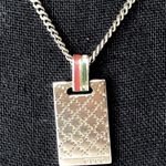  Sterling Silver Diamante Pattern Sherryline Pendant Gucci Necklace w Box Photo 0