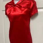 SheIn VCAY Red Twist Front Keyhole Back Satin Blouse Photo 6