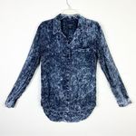 Urban Outfitters By Corpus  Navy Blue Acid Wash Distressed Button Up Shirt Photo 0