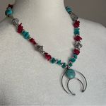 Vintage Coral & Natural Turquoise Necklace Trading Post Southwest Native Jewelry Blue Photo 1