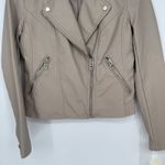 Blank Nyc Life Changer‎ Moto Jacket Womens Small Beige Leather Asymmetrical Zip Tan Photo 4