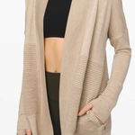 Lululemon Women's Beige Open-Front Cardigan Sweater Merino Wool Photo 0