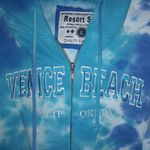 Resort Stop Venice Beach CA L Blue Tie Dyed Hoodie Sweatshirt Zip Front Jacket Size L Photo 3