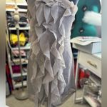 Los Angeles Apparel Asymmetrical dress in grey with cascading ruffles, perfect for elegant events. Photo 1